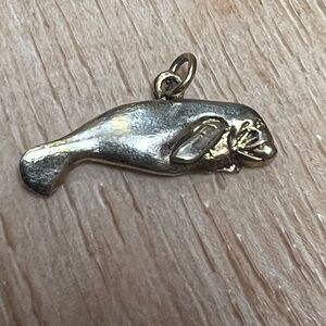 Manatee Charm Pendant in Shiny Gold Tone vintage Sea World 90’s